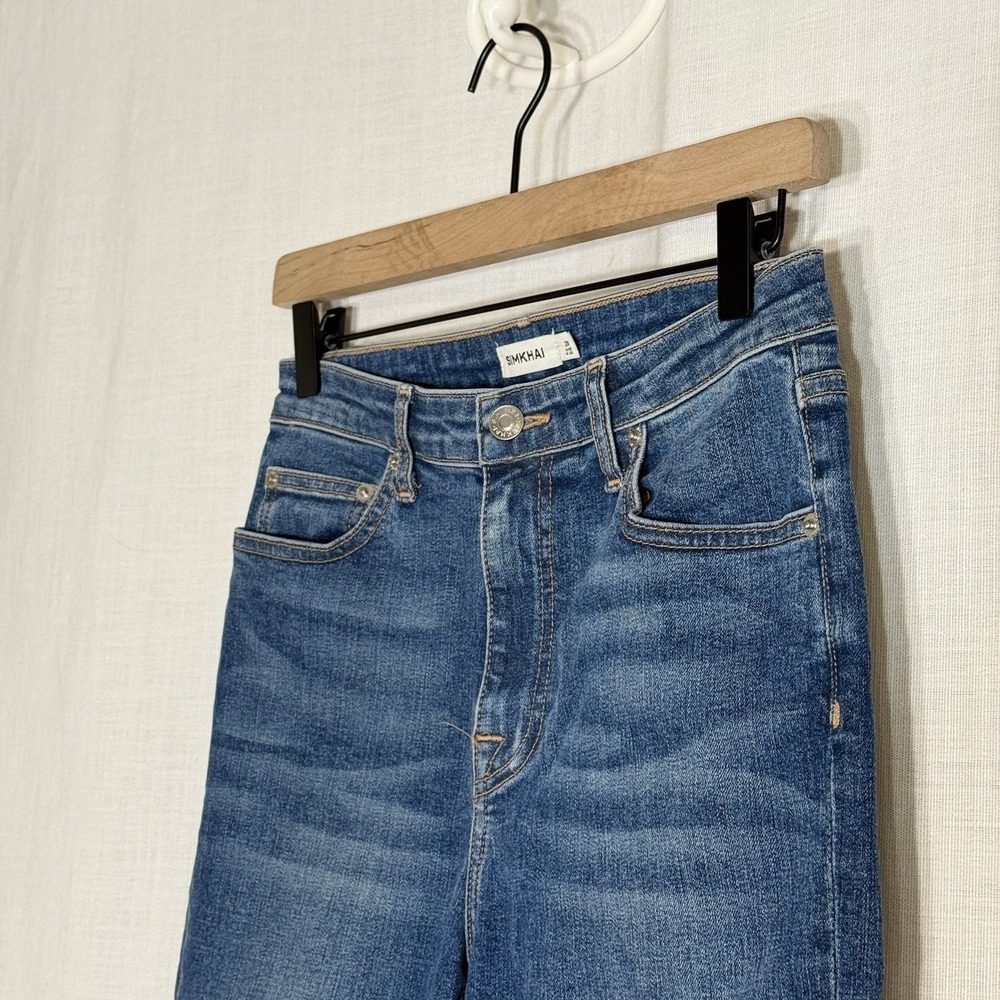 SIMKHAI Jeans Women 28 Blue High Rise Straight Leg Organic Cotton USA - Picture 3 of 7